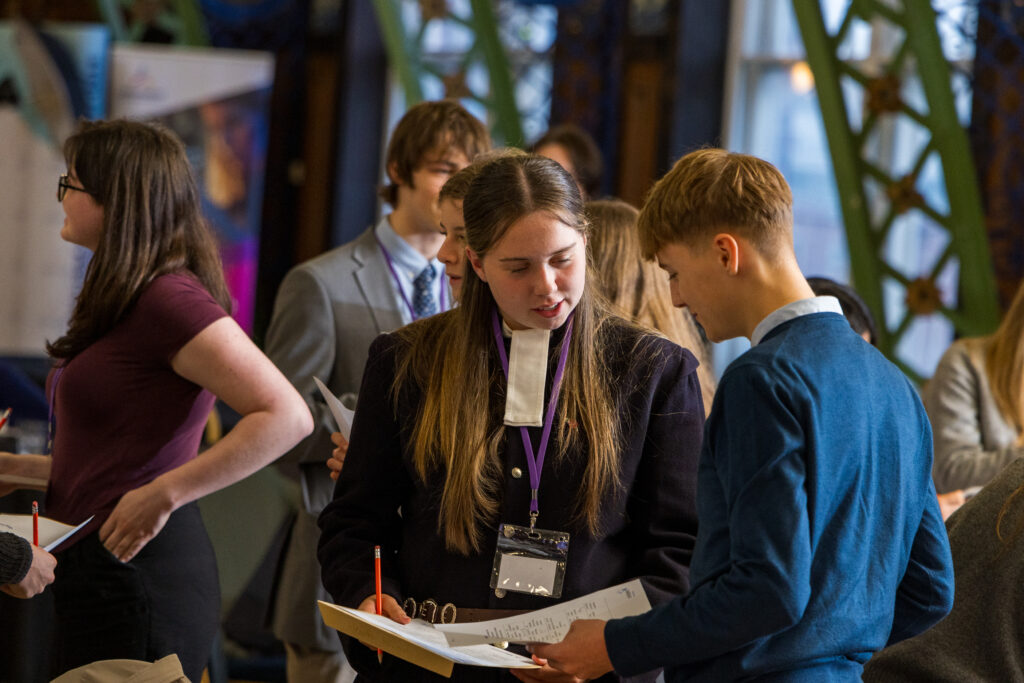 People engaging in a networking event.