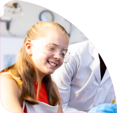 Child interacting with a medical professional.