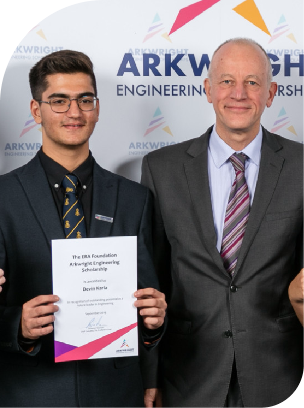 Scholarship award ceremony with participants.