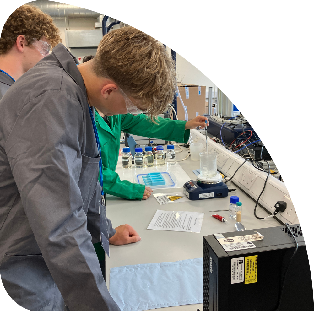 Students conducting experiments in laboratory.